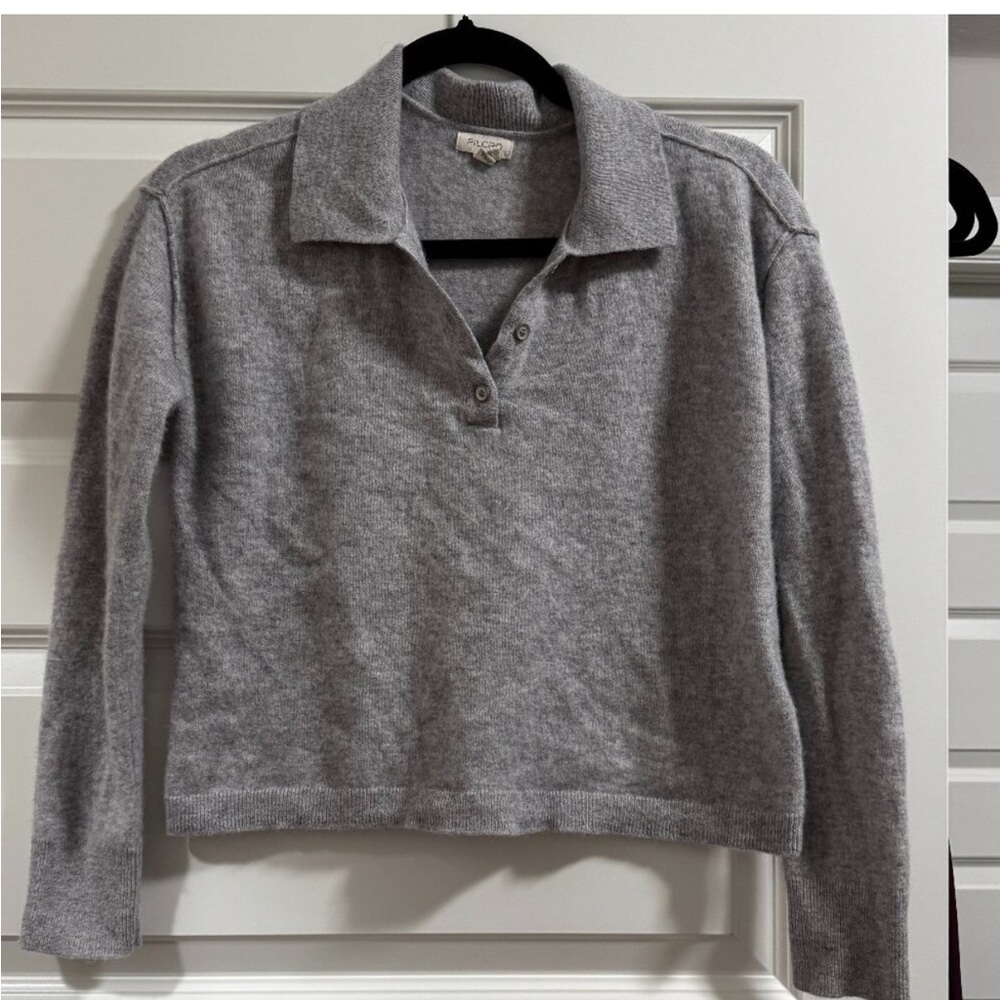 Pilcro Gray Polo Cropped 100% Cashmere